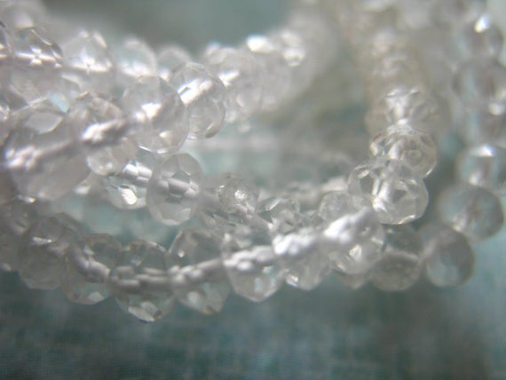 Rock Crystal Quartz Rondelles Beads, Luxe Aaa, 3-4 Mm, Faceted, Clear Crystal, Brides Bridal April Birthstone Solo Crc