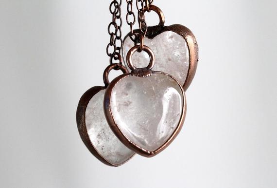 Crystal Heart Pendant - Quartz Crystal Pendant - Crystal Heart Necklace