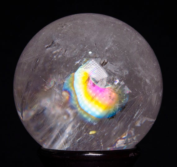 2.17"clear Polished Rainbow Crystal Quartz Sphere/fortune Teller Quartz Ball/meditation/chakra/reiki/lucky Stone/gift-55 Mm-233g #4446