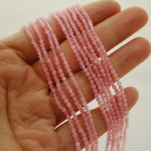 High Quality Grade A Natural Rose Quartz Semi-Precious Gemstone FACETED Round Beads – 2mm – 15" strand | Natural genuine faceted Rose Quartz beads for beading and jewelry making.  #jewelry #beads #beadedjewelry #diyjewelry #jewelrymaking #beadstore #beading #affiliate #ad