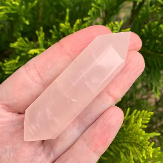 2.9" Dt Rose Quartz Crystal Point - Double Terminated - Polished - Natural Stone - Healing Crystal - Meditation Stone - From Brazil - 43g