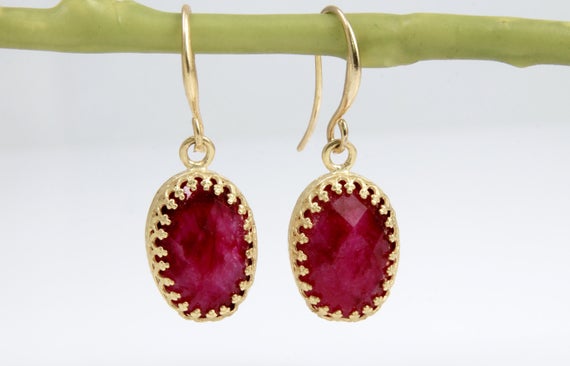 Gold Jade Earrings · Gemstone Earrings · Post Earrings · Oval Earrings · Dangle Earrings · 18k Gold Earrings