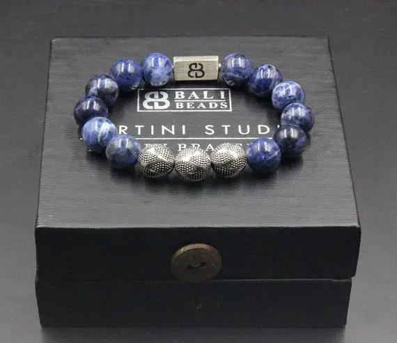 Matte Sodalite Bracelet, Bead Bracelets Men, Bracelets For Men, Men's Blue Bracelet, Man's Bracelet, Beaded Bracelet, Blue Bead Bracelet
