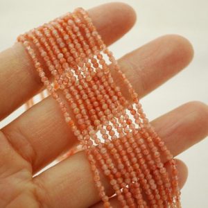 Shop Sunstone Faceted Beads! 1.8mm Sunstone Gemstone FACETED Round Beads – 15" strand | Natural genuine faceted Sunstone beads for beading and jewelry making.  #jewelry #beads #beadedjewelry #diyjewelry #jewelrymaking #beadstore #beading #affiliate #ad