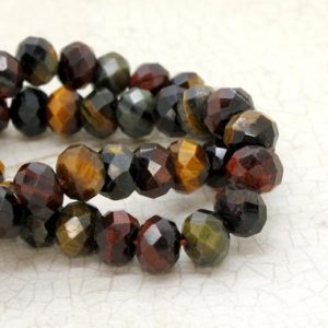 Shop Tiger Eye Faceted Beads! Natural Yellow Tiger Eye, Tiger's Eye Faceted Rondelle Loose Gemstone Beads – RDF54Y | Natural genuine faceted Tiger Eye beads for beading and jewelry making.  #jewelry #beads #beadedjewelry #diyjewelry #jewelrymaking #beadstore #beading #affiliate #ad