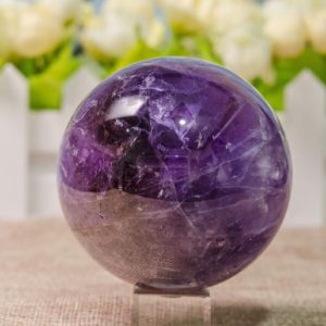 Shop Ametrine Stones & Crystals! 71mm Ametrine Sphere Purple Crystal Ball Polished Stone Smooth Round Quartz Sphere for Jewelry Making/Handcraft/Decor/Collection | Natural genuine stones & crystals in various shapes & sizes. Buy raw cut, tumbled, or polished gemstones for making jewelry or crystal healing energy vibration raising reiki stones. #crystals #gemstones #crystalhealing #crystalsandgemstones #energyhealing #affiliate #ad