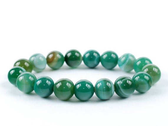 Green Banded Agate Bracelet, Green Banded Agate Bracelet 10 Mm, Bracelet, Zodiac Bracelet, Metaphysical Crystals, Stones, Crystals, Gifts