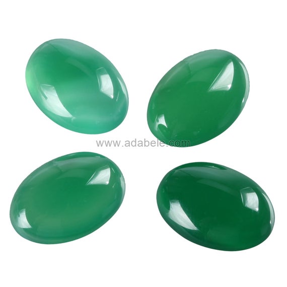 2pcs Aaa Natural Green Agate Oval Cabochon Flatback Gemstone Cabochons 20x15mm #gn42