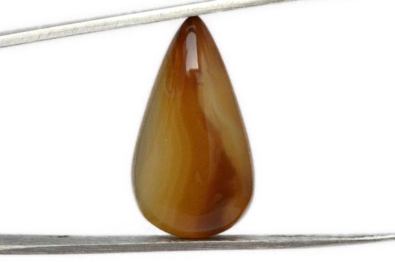 Yellow Agate Drop Cabochon Stone (28mm X 16mm X 8mm) - Banded Agate