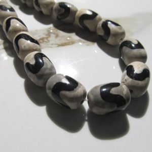 Shop Agate Bead Shapes! Agate Beads 14 x 10mm Natural Tribal Marked Black Multi Gray Smooth Full Ovals – 8 Pieces | Natural genuine other-shape Agate beads for beading and jewelry making.  #jewelry #beads #beadedjewelry #diyjewelry #jewelrymaking #beadstore #beading #affiliate #ad