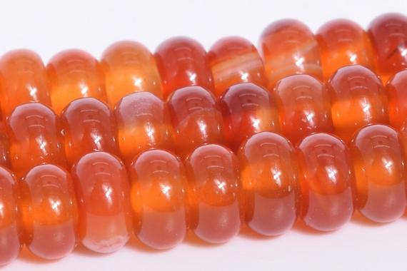 Deep Orange Red Striped Agate Beads Grade Aaa Natural Gemstone Rondelle Loose Beads 6mm 8mm Bulk Lot Options