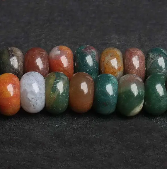 Gemstone Rondelle Beads, Green Rondelle Beads, Semiprecious Stone Beads, Genuine Stone Rondelles, 4*6mm Indian Agate Rondelles In Bulk (y18)