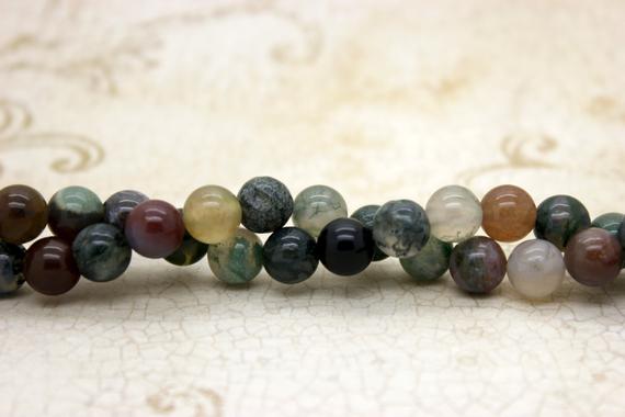 Natural Green Agate Beads, Green Fancy Agate Smooth Round Gemstone Beads (4mm 6mm 8mm 10mm 12mm) - Pg306