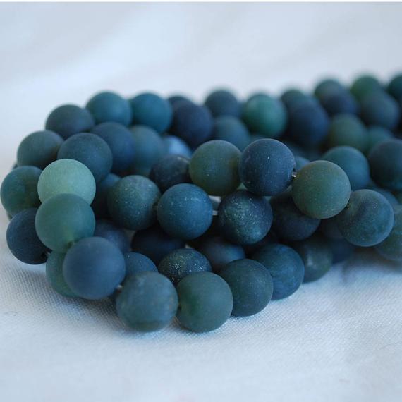 High Quality Grade A Natural Green Moss Agate - Matte - Semi-precious Gemstone Round Beads - 4mm, 6mm, 8mm, 10mm Sizes - 15" Strand