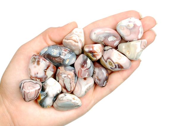 Pink Agate Tumbled Stone, Pink Agate, Tumbled Stones, Bended, Stones, Crystals, Rocks, Gifts, Gemstones, Gems, Zodiac Crystals, Healing