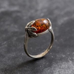 Shop Amber Jewelry! Amber Leaf Ring, Natural Amber, Genuine Amber, Taurus Birthstone, Leaf Ring, Brown Amber, Vintage Rings, Flower Ring, Solid Silver, Amber | Natural genuine Amber jewelry. Buy crystal jewelry, handmade handcrafted artisan jewelry for women.  Unique handmade gift ideas. #jewelry #beadedjewelry #beadedjewelry #gift #shopping #handmadejewelry #fashion #style #product #jewelry #affiliate #ad