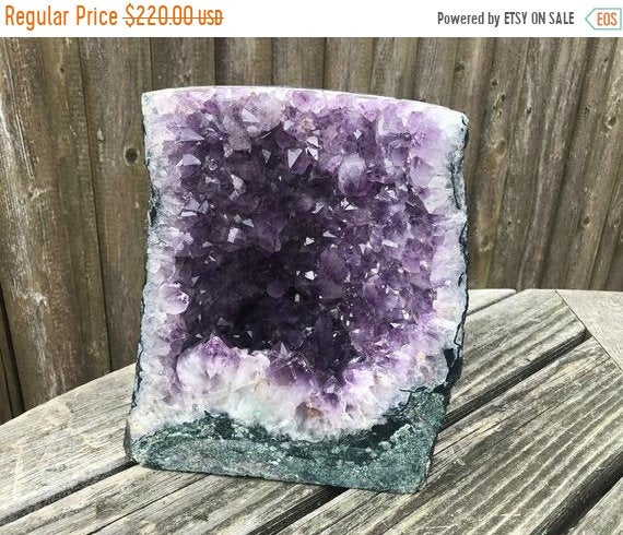 9.5" Amethyst Geode, Large Amethyst Cluster, Funky Crystal Display Piece, February Birthstone Birthday Gift, Housewarming, Witchy Home Decor