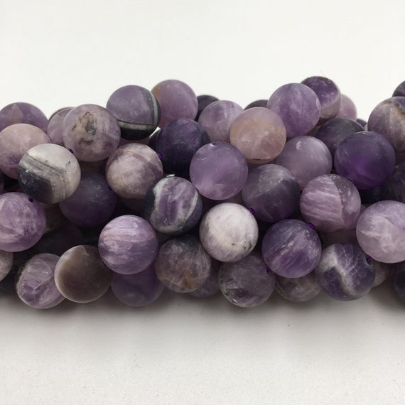 Teeth Amethyst Matte Round Beads 4mm 6mm 8mm 10mm 12mm 15.5" Strand