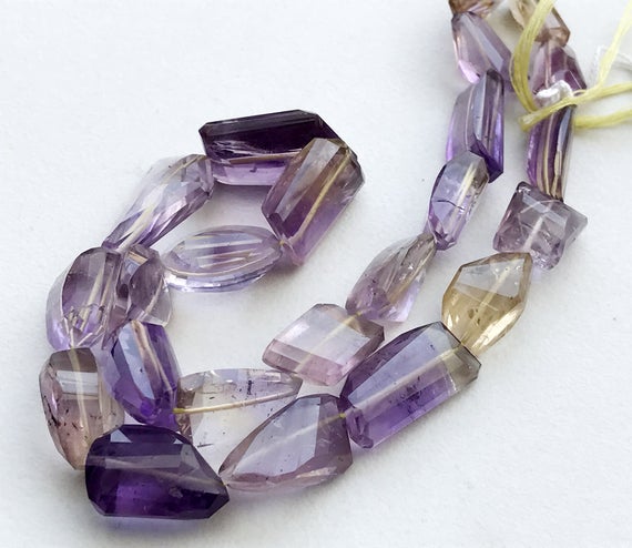 16-20mm Ametrine Faceted Tumbles, Ametrine Nuggets, Ametrine Necklace, Ametrine Tumble Beads, Purple & Orange (7in To 14in Options) - As3293