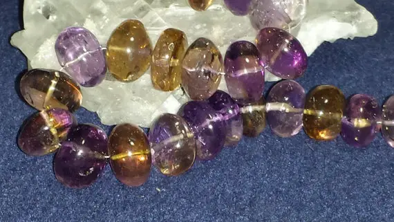 Ametrine Graduating Smooth Rondelle Beads 12 In. Strand, 13 To 16mm, Statement Beads, 30 Beads, Great For Chunky Jewelry Design