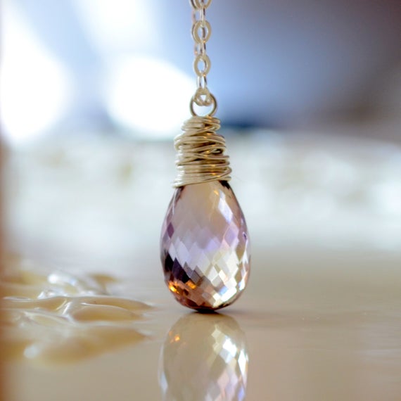 Ametrine Necklace, Lavender Gemstone, Large Focal, Aaa Stone Solitaire, Rose Gold Necklace, Gold Or Sterling Silver Jewelry, Made To Order