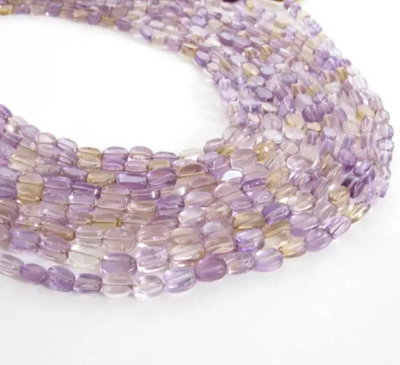 Ametrine Flat Oval Beads, Amethyst Beads, Citrine Beads, Half Strand 6mm - 8mm Oval Beads, Lilac Amethyst, Lemon Yellow Citrine, Ametrine200