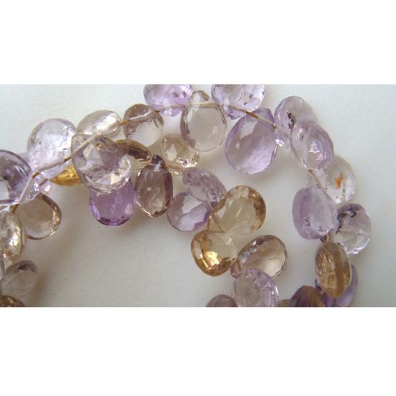 11x6mm To 7x5mm Ametrine Faceted Pear Shape Briolettes , 4 Inch Strand Of Ametrine Faceted Pear For Jewelry