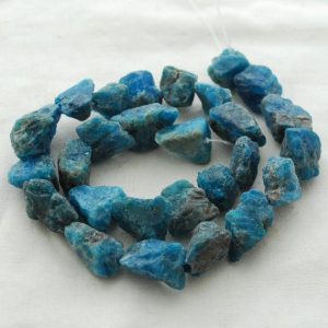 Shop Apatite Chip & Nugget Beads! Raw Natural Apatite ( Teal Blue ) Semi-precious Gemstone Chunky Nugget Beads – 11mm – 13mm x 15mm – 18mm – 15" strand | Natural genuine chip Apatite beads for beading and jewelry making.  #jewelry #beads #beadedjewelry #diyjewelry #jewelrymaking #beadstore #beading #affiliate #ad