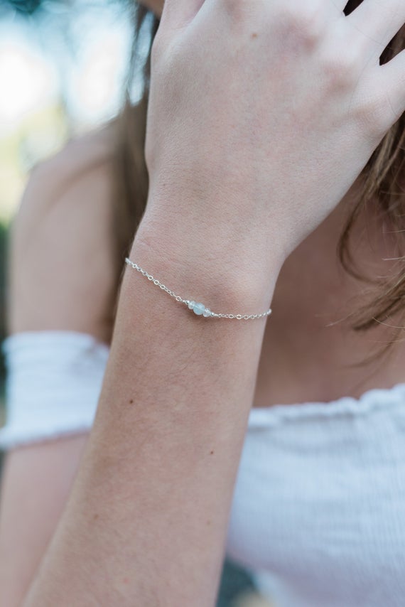 Aquamarine Energy Bracelet. Aquamarine Bracelet. March Birthstone Bracelet. Dainty Bracelets. Balance Bracelet. Minimalist Bracelet.