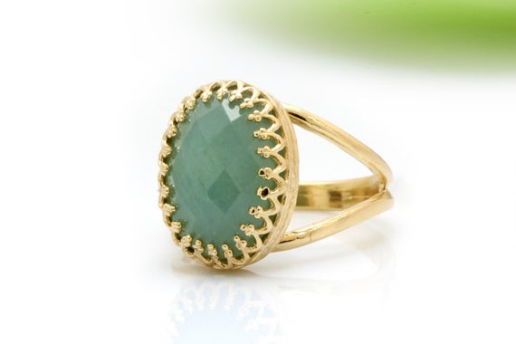 Gold Ring · Aquamarine Ring · March Birthstone Ring · Gemstone Ring · Oval Ring · Aqua Ring · Birthstone Gift · Mom Ring