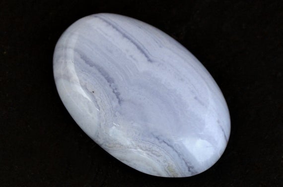Blue Lace Agate Cabochon Stone (33mm X 22mm X 7mm) - Oval Cabochon - Blue Gemstone