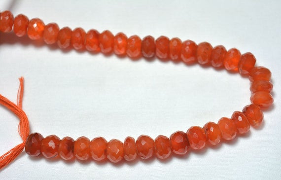 Carnelian Rondelle Beads, Carnelian Gemstone Rondelle Beads, Faceted Carnelian Loose Beads, Gemstone Bead 10mm, 8 Inch Strand