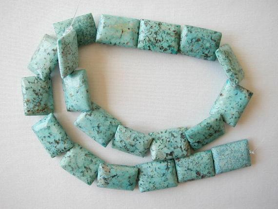 20mm Natural Chrysocolla Rectangle Beads 16" Strand