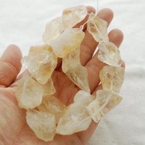 Shop Citrine Chip & Nugget Beads! Raw Heat treated Citrine Semi-precious Gemstone Chunky Nugget Beads – 18mm – 22mm x 22mm – 25mm – 15" strand | Natural genuine chip Citrine beads for beading and jewelry making.  #jewelry #beads #beadedjewelry #diyjewelry #jewelrymaking #beadstore #beading #affiliate #ad