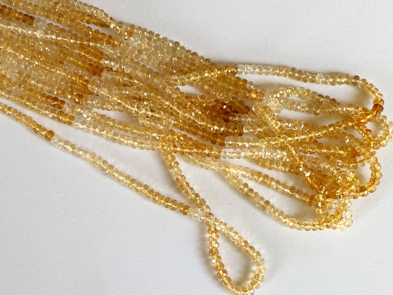 3-4mm Citrine Shaded Faceted Rondelle Beads, Citrine Gem Stone Faceted Rondelle Beads, 13 Inch Citrine For Jewelry (1st To 5st Options)