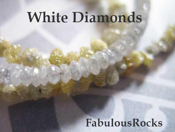 5-50 Pcs / 2-2.5 Mm, White Diamond Beads, Diamond Rondelle / Luxe Aaa, Faceted Gemstones Light Silver Grey White April Birthstone Drw Tr