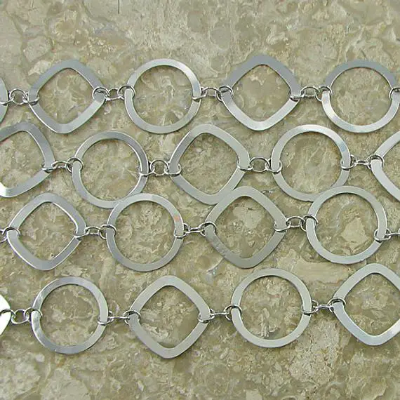 26mm Brass Oval Ring Diamond Chain One Foot Findings 4481