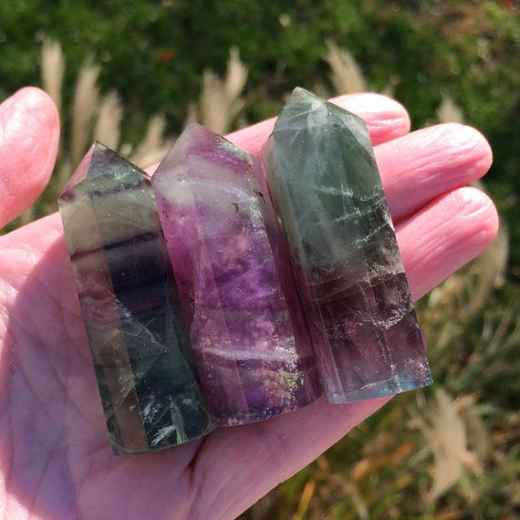 1 Rainbow Fluorite Crystal - Mini Point 1.7"-2.4" - Generator - Tower - Polished Stone - Healing Crystal - Meditation Stone - Collectible