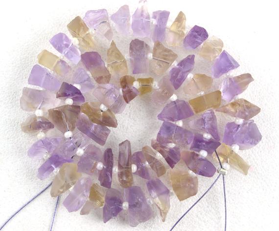 Good Quality 1 Strand Natural Ametrine Gemstone Rough, 50 Pieces Uneven Shape Rough, Size 6-8 Mm Center Drilled Making Jewelry Wholesale Raw