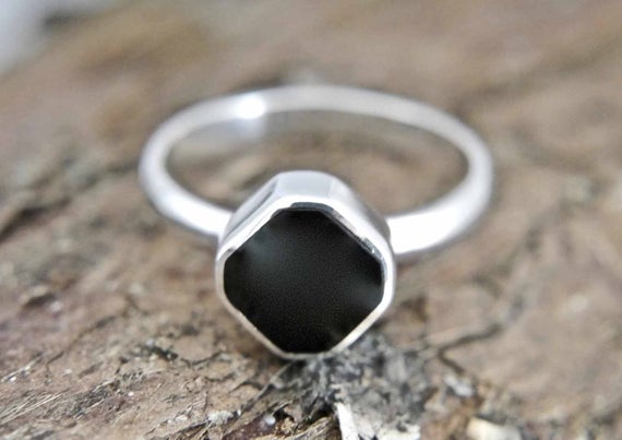 Whitby Jet Ring In Sterling Silver - Handmade - Womens Whitby Jet Ring