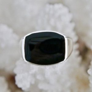 Shop Jet Rings! Whitby Jet Ring Handmade in Silver – Gents ring | Natural genuine Jet rings, simple unique handcrafted gemstone rings. #rings #jewelry #shopping #gift #handmade #fashion #style #affiliate #ad