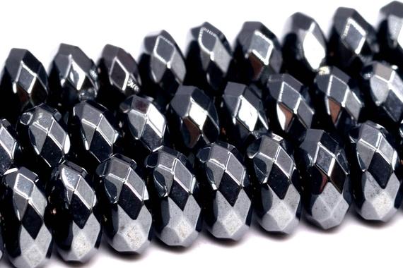 7x3mm Black Hematite Beads Grade Aaa Natural Gemstone Faceted Rondelle Loose Beads 15" / 7" Bulk Lot Options (101688)