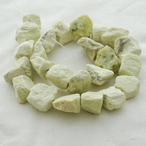 Raw Natural Lemon Jade Semi-precious Gemstone Chunky Nugget Beads - 13mm - 15mm X 18mm - 22mm - 15" Strand