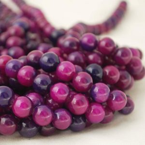 Shop Jade Beads! High Quality Grade A Sugilite (dyed from natural Peach Jade) Semi-precious Gemstone Round Beads – 4mm, 6mm, 8mm, 10mm – Approx 15.5" strand | Natural genuine beads Jade beads for beading and jewelry making.  #jewelry #beads #beadedjewelry #diyjewelry #jewelrymaking #beadstore #beading #affiliate #ad