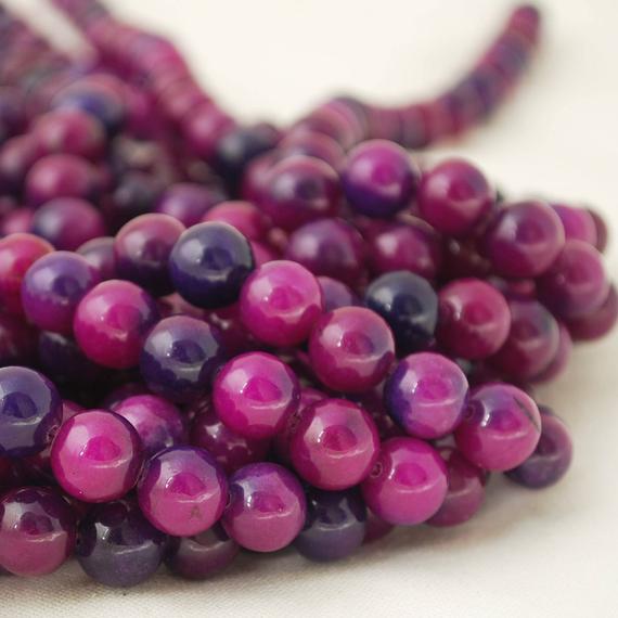 High Quality Grade A Sugilite (dyed From Natural Peach Jade) Semi-precious Gemstone Round Beads - 4mm, 6mm, 8mm, 10mm - 15" Strand