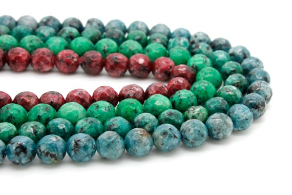 Jasper Gemstone Beads, 8mm Round Faceted Sphere Jasper Ball Loose Gemstone Beads - Full Strand - Rnf75