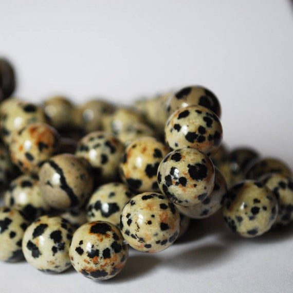 Natural Dalmatian Jasper Semi-precious Gemstone Round Beads - 4mm, 6mm, 8mm, 10mm Sizes - 15" Strand