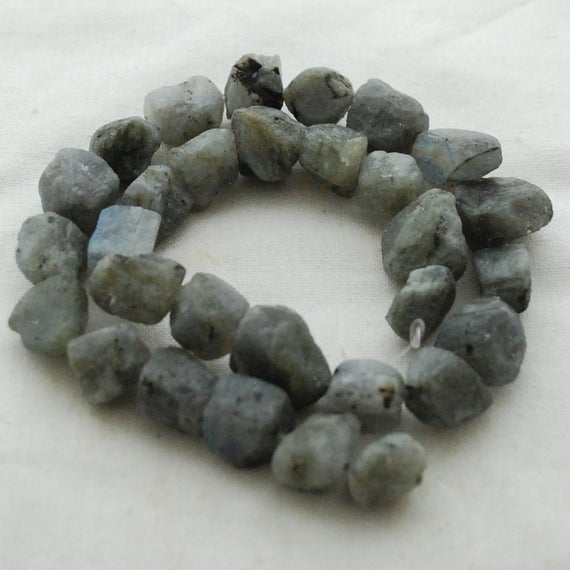 Raw Natural Labradorite Semi-precious Gemstone Chunky Nugget Beads - 13mm - 15mm X 15mm - 20mm - 15" Strand