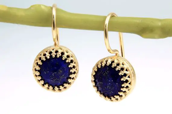 September Birthstone Earrings · Lapis Lazuli Earrings · Rose Gold Earrings · Stud Earrings · Handmade Earrings · Victorian Gem Earrings