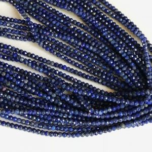 Shop Lapis Lazuli Faceted Beads! 3.5mm Lapis Lazuli Faceted Rondelle Beads, Natural Lapis Lazuli Tiny Beads, 13 Inch Lapis Lazuli For Necklace (1Strand To 5Strands Options) | Natural genuine faceted Lapis Lazuli beads for beading and jewelry making.  #jewelry #beads #beadedjewelry #diyjewelry #jewelrymaking #beadstore #beading #affiliate #ad